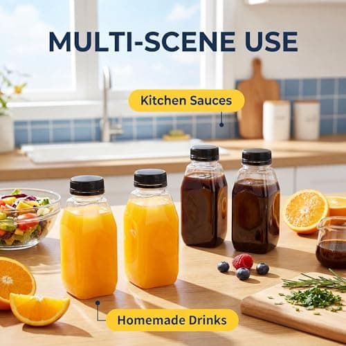 6 PCS 280ml Mini Fridge Bottles, Aesthetic Small Milk Bottles with Secure Lids, Reusable Durable Portable Water Bottles, Ideal for Milk, Juice, Drinks and Outdoor Travel Storage — view 3