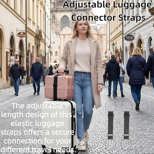 2pcs Luggage Straps,Adjustable Luggage Connector Straps for Suitcases,Elastic Travel Straps for Luggage,Suitcase Be/lts Luggage Straps,Multi-Purpose Application,Lightweight,Durable Material,Black — view 5
