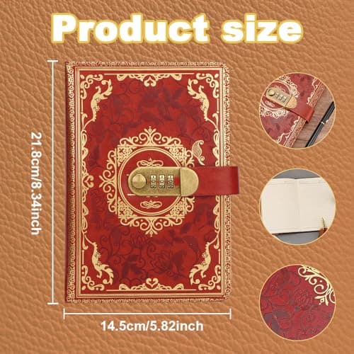 FEIHS 1 Piece Leather Password Notebook,for work memos and study notes — view 2