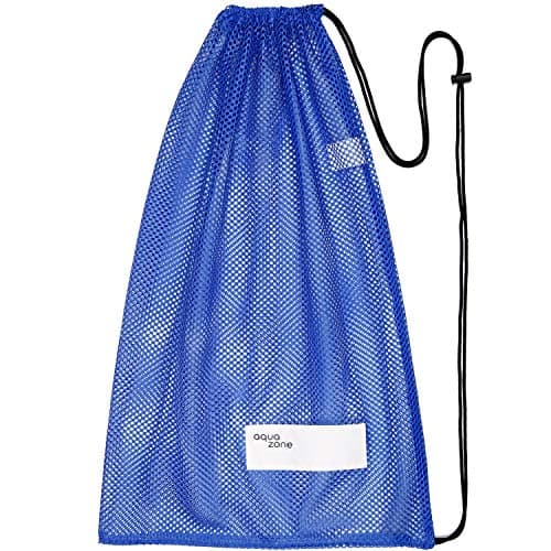 Drawstring Sports Equipment Mesh Bag For Swimming Beach Diving Travel Gym (Blue)