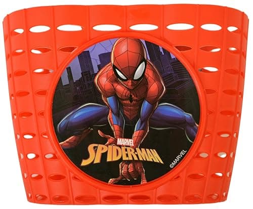 Marvel Spiderman Kids Bike Basket with Easy Handlebar Bag Attachment - Cycling Storage for Childrens Treasure During Bicycle Rides - Fastening Strip for Secure Fitting - Officially Licensed Fun Design — view 3