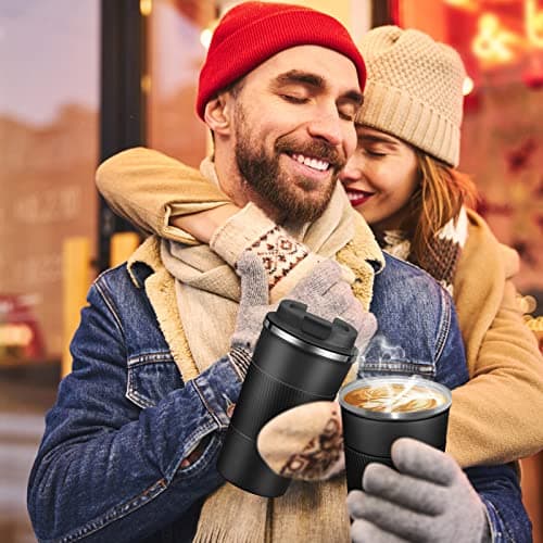 Travel Mug with Leakproof Lid,Insulated Reusable Coffee Mug for Hot&Cold Drinks/Tea,Portable Stainless Steel Thermal Takeaway Travel Coffee Cup for Car/Outdoor/Picnic/Office/School (510ml Black)11 — view 6