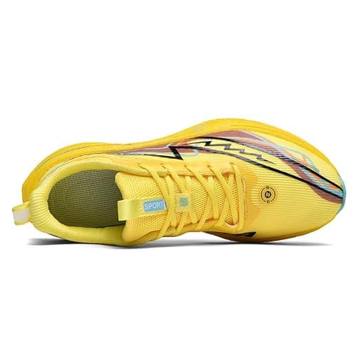 Wide fit Running Trainers Mens Trainers Comfortable Walking Shoes Lightweight Running Shoes Flat Feet Plantar Fasciitis Outdoor Trail Running 6-36UK Yellow — view 4
