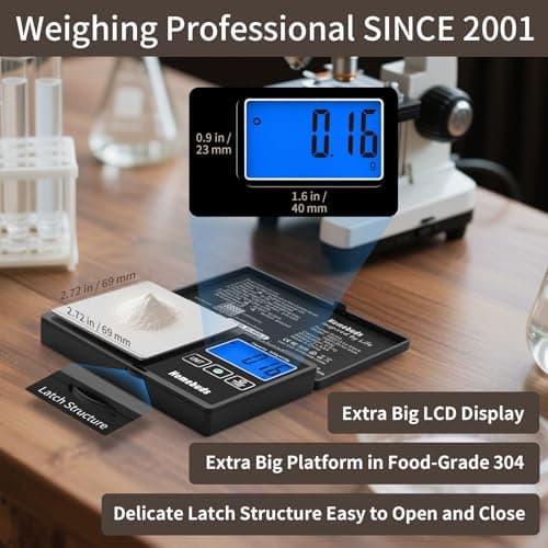 Homebuds 500g Digital Scales High Precision in 0.01g with LEVEL BUBBLE, Assured by Pocket Scales Professional Factory SINCE 2001, Kitchen Scales for Lab, Kitchen, Coffee, Jewelry; 2*AAA, Black — view 3