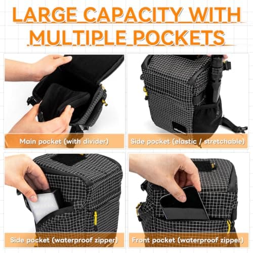 HIKEMAN Shoulder Bag Case for Camera - Waterproof Shockproof Camera Bag,Detachable Strap for Daily Use,Outdoor Activities,Travel,Mountain Climbing (Black) — view 5