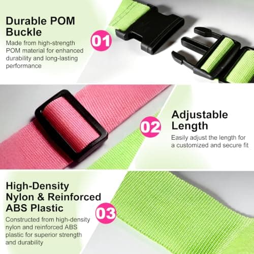 4 Pack Luggage Straps for Suitcases, Adjustable Suitcase Straps — view 3