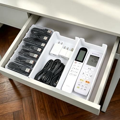 Cable Management Box with 7 Clear Cases, Desk Cable Organiser — view 6