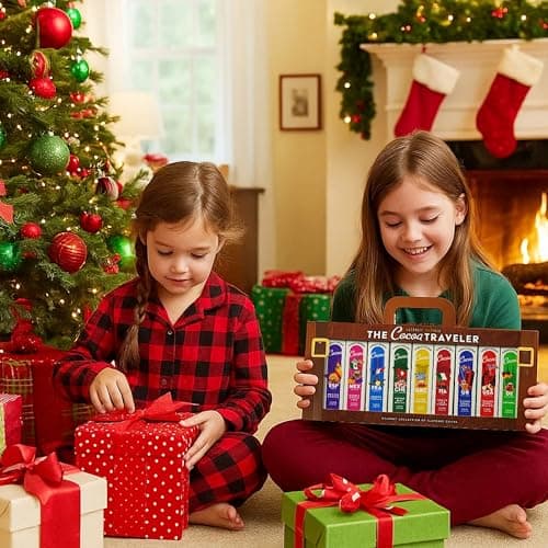 Cocoa Traveler Hot Chocolate Gift Set - 9 Hot Chocolate Drink Flavors from Different Countries in a Luggage Gift Set. Great for Christmas Gift for Kids, Birthday Gifts who Loves Travel — view 6