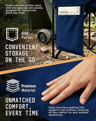 Voyager Folding Camping Chair 2-Pack, Lightweight with Pocket and Drinks Holder, Holds up to 120kg Each, Easy to Transport, Foldable Outdoor Chair Set - Navy — view 3