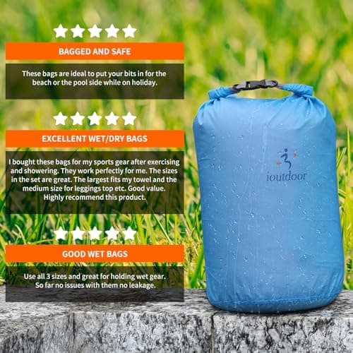 ioutdoor Dry Bag Set,2L/5L/10L/20L Waterproof Dry Sacks (Blue 5L+10L) — view 4