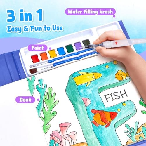JoyCat Paint with Water Coloring Books for Toddlers (Wisteria Blue) — view 3