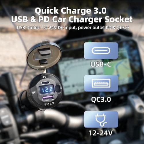 Joinfworld DIN Hella Plug to USB C & USB A Dual USB Charger,Quick Charge — view 3