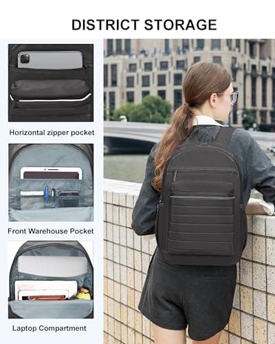 KEOFID Anti-Thief Travel Backpack for Men and Women, Backpack Purse for Women, Casual Back Pack for College(Carbon Black) — view 4
