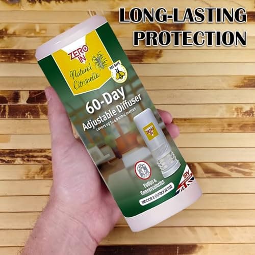 Pack of 2 Zero In Natural Citronella 60 Day Adjustable Diffuser Indoor and Outdoor Insect Repellent Long Lasting Fresh Fragrance Bee Safe Formula Ideal for Home Garden Patios Conservatories and Travel — view 5