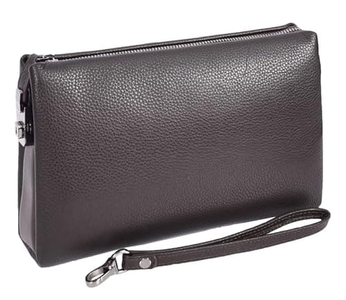 Mens Real Leather Wrist Bag Lockable Clutch Organiser Travel Pouch Thames (Brown) — view 2