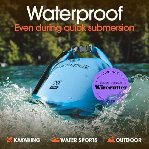 Earth Pak -Waterproof Dry Bag - Roll Top Dry Sack Keeps Gear Dry for Boating, Hiking, Camping and Fishing with Waterproof Phone Case (Light Blue, 10L) — view 3