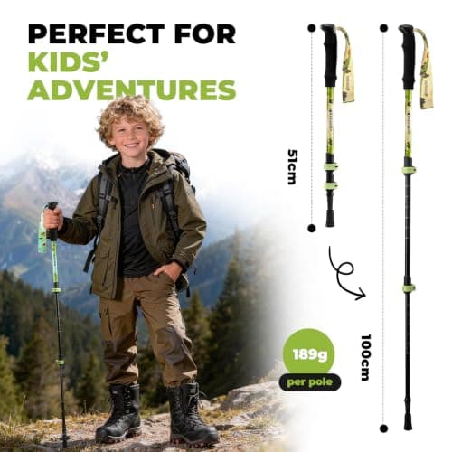 Qunature 1PCS Walking Pole for Kids Ultralight Hiking Stick with Flip Lock — view 2