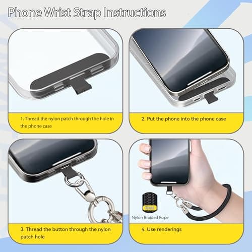 YIMATEECO Cell Phone Lanyard Built-in USB C to USB C Charging Cable, 2 in 1 Phone Wrist Strap Support 65W Fast Charging & Data Transfer, Anti Theft Strap for Travel/Commuting (Couple's Set, 2Pcs) — view 4