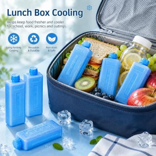 MAGICLULU 10 Pack Reusable Ice Packs, Mini Cooler Bricks — view 3