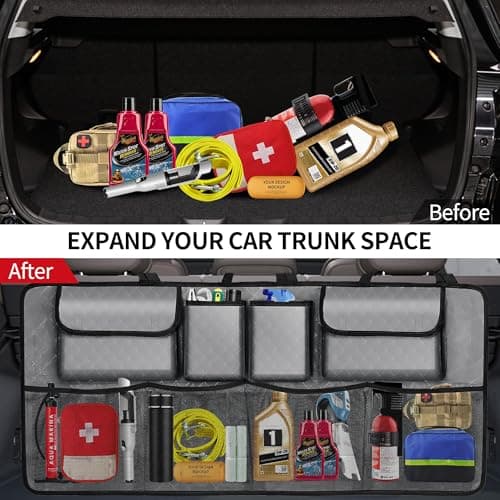 NEWFOM Car Trunk Organizer and Storage, Large Capacity Backseat Hanging Storage Accessories, Backseat Car Organizer for SUV/MPV/Truck (Grey) — view 4
