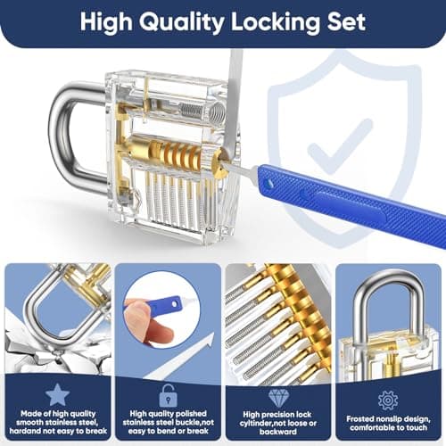 Lock Pick Set, Eventronic 17-Piece Lock Picking Tools with 2 Clear Practice and Training Locks for Lockpicking, Extractor Tool for Beginner and Pro Locksmiths — view 6