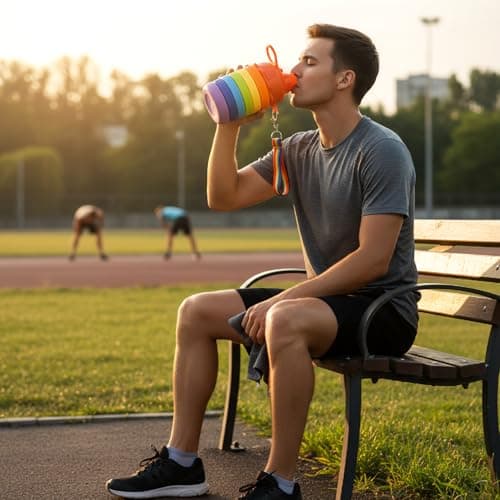 Hopzab Collapsible Water Bottle, 500ml Silicone Reusable Drink Container with Lanyard, Leak-Proof Travel Hydration for Outdoor Adventures and Everyday Use — view 5