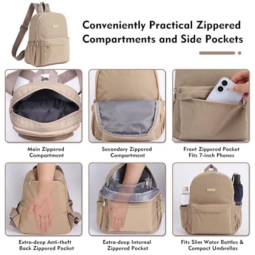 AOTIAN Lightweight Nylon Daypack, Small Hiking Backpack for Women — view 4