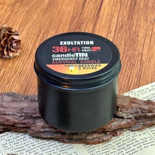 Long-Burning Emergency Candle,3 Wicks,Camping Candles Survival, Long Lasting Disaster Candle,36-Hour Survival Kit in Tin Box for Blackouts, Winter Storms, Hunting, and Camping — view 5
