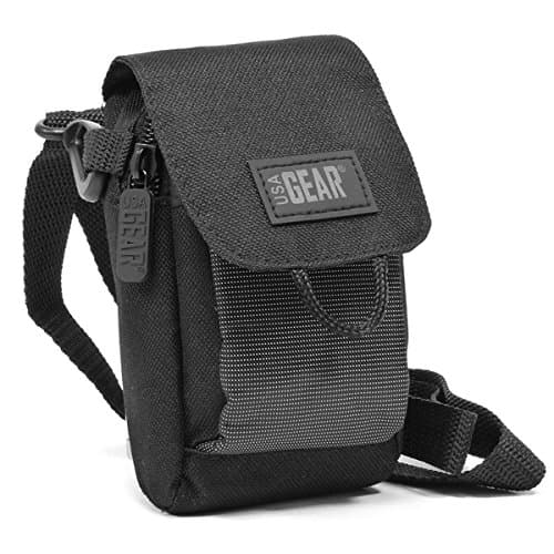 USA Gear Digital Camera Case Compatible with Canon G7x Mark ii, Nikon Coolpix, Canon Elph 190, PowerShot and More - Small Camera Bag Travel Case with Shoulder Strap, Belt Loop and SD Card Pocket