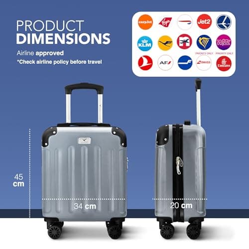 LUGG 15 Inch Skywander Lightweight Underseat Cabin Bag – EasyJet Approved Carry-On Suitcase, Durable ABS Hard Shell, Smooth Double Spinner Wheels, Water-Resistant & Compact Travel Luggage (45x34x20cm) — view 2