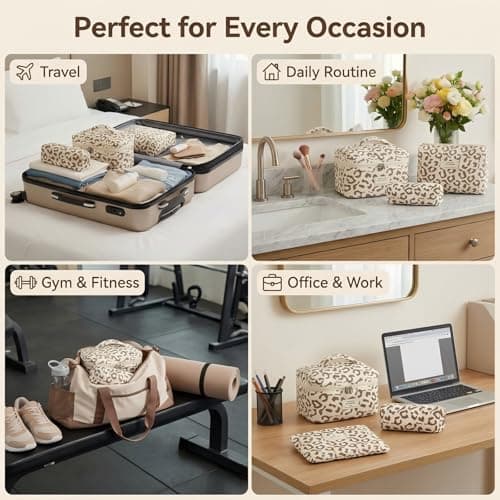 3 Piece Makeup Bag Set for Women, Aesthetic Travel Wash Bag & Cosmetic Pouch Organiser, Lightweight Toiletry Bags with Sturdy Zips for Skincare, Beauty & Daily Essentials — view 6