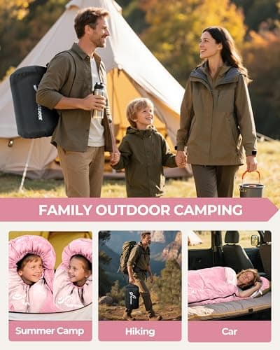 Sportneer Sleeping Bags for Adults - Kids Sleeping Bag 3-4 Season Lightweight Backpacking Sleeping Bag Cold Weather & Warm, Compact, Single Adult Girls Boys Camping Sleep Bag — view 3