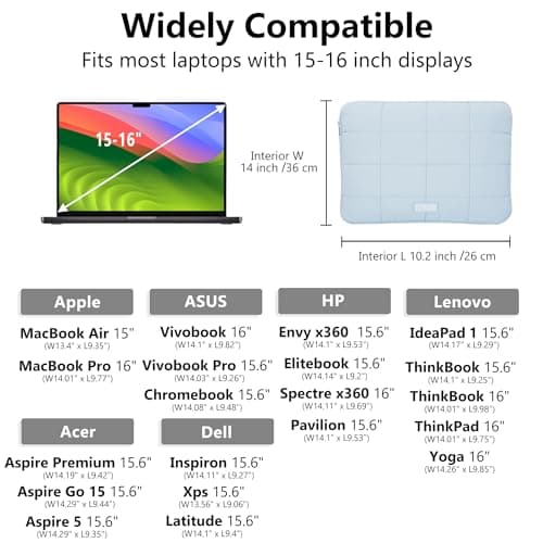 Linpr Laptop Protective Case, Inner Sleeve for 15.6-inch Laptops, Blue — view 5