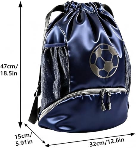 SFBSFL Oxford Drawstring Sports Backpack with Separate Shoe & Ball Compartment, 2 Water Bottle Mesh Pockets, Waterproof Gym Bag for Basketball Football Volleyball Gym Travel Men Women — view 5