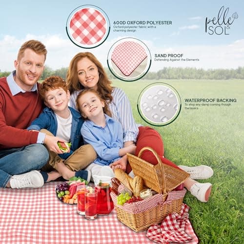 Pelle & Sol Picnic Blanket Waterproof, 200x140CM Foldable Picnic Mat - Outdoor Beach Blanket - Slip Resistant w/Carrying Handle - Sandproof & Washable Beach Mat for Garden, Hiking, Camping — view 2