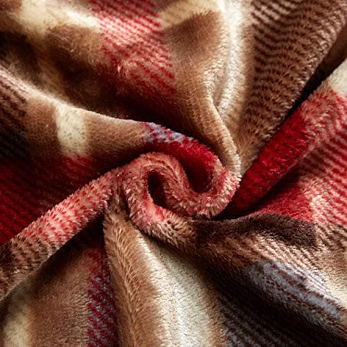 DREAMLANDING Fleece Throws For Sofa Bed Chair Soft Colorful Oversized, Decorative Ultra-Plush Throw Blanket (130x150cm, Red Plaid) — view 3