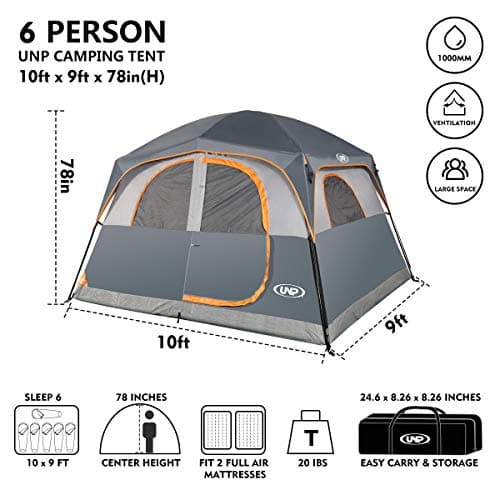 UNP 6 Man tent, Large Family Tent for Camping Stand Up — view 2
