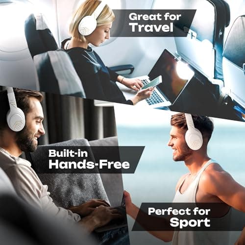 PowerLocus Bluetooth Headphones, Bluetooth Headphones Over Ear, Wireless Headphones with Microphone, 3 EQ Modes, 60Hrs Playtime, Foldable Headphones, Fabric Headband, Hi-Fi Stereo for Work/Travel/PC — view 3