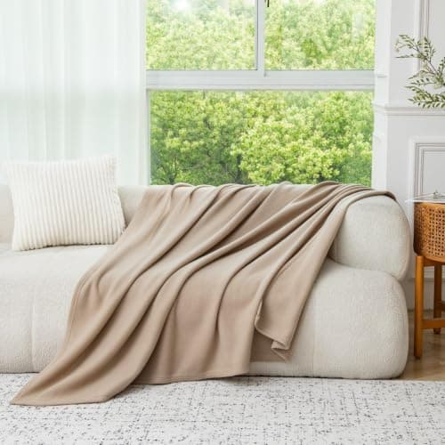 Adore Home Soft Warm Polar Fleece Blanket Large - Cosy Throw for Sofa, Bed, Travel, Car and Camping, 200x240cm, Natural — view 2