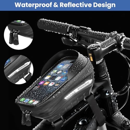 flintronic Waterproof Bike Frame Bag, Mountain Bike Frame Bag, Bicycle Phone Pouch with Reflective Strip, TPU Screen for Phone up to 7 Inches — view 4