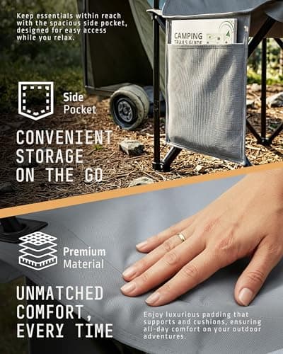 Voyager Folding Camping Chair 2-Pack, Lightweight with Pocket and Drinks Holder, Holds up to 120kg Each, Easy to Transport, Foldable Outdoor Chair Set - Dark Grey — view 3
