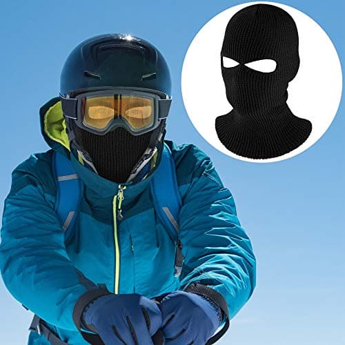 Geyoga 2 Hole Knitted Ski Mask Full Face Cover Warm Balaclava Knitted Winter Face Mask for Outdoor Sports(Black,Adult Size) — view 2