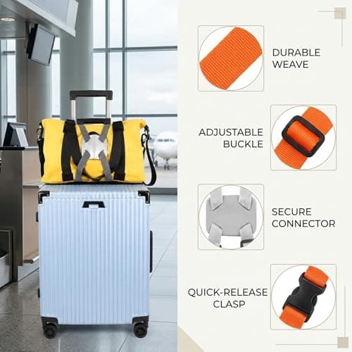 3 Pack Suitcase Straps, Adjustable Luggage Straps for Suitcases, Travel Elastic Strap Belt, Travel Accessories Connecting Carry On Bags Add Bags — view 3