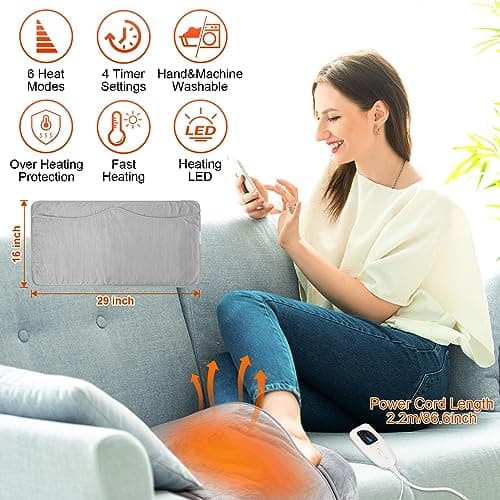 Nsyee Electric Heated Foot Warmer Pad, Heating Pad for Feet, Grey — view 2