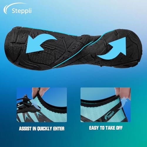 Steppli Water Shoes Beach Swim Pool Sea Surf Aqua Breathable Weitsuit Non Slip Lightweight Shoes for Men Women Turquoise EU38=UK5 — view 4