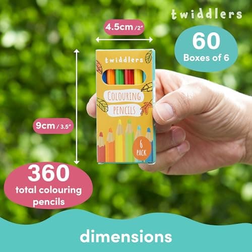 THE TWIDDLERS 60 Boxes of Mini Colouring Pencils - 6 Per Box, 360 Total - Easy Grip Round Barrel, 9cm Length, Multipack Party Bag Fillers for Kids Birthdays, Classroom Class Gifts — view 5