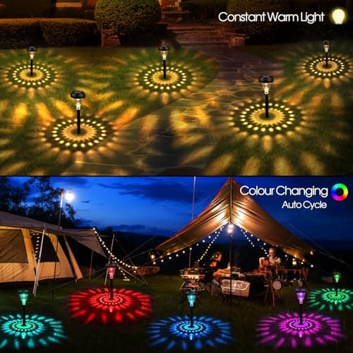 Akynite 8 Pack Multi Coloured Solar Lights Outdoor Garden, Warm White & RGB Colour Changing Mode, IP65 Waterproof Solar Lights Colourful, Multicoloured Garden Landscape Light for Lawn Path — view 3