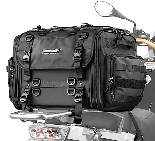 Rhinowalk Motorcycle Tail Bag - 40-60L Expandable Motorbike Helmet Bag with Waterproof Rain Cover