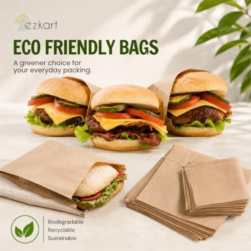 ezkart Pack of 200 - Versatile Brown Paper Bags for Groceries, Vegetables, Bread, & Fruits- Ideal as Sandwich, Cake, Paper Food Bags, Pick and mix bags Sweet Bags (200, 7x7 Inch) — view 6