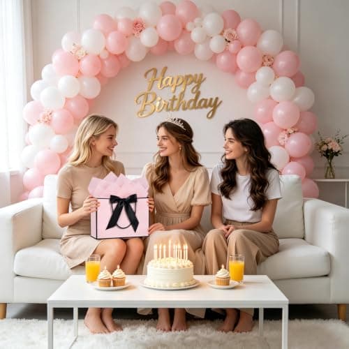SHUBEIEUMI 3Pcs Gift Bags 28x20x10cm, Paper Bags(Pink With Black Frame) — view 6
